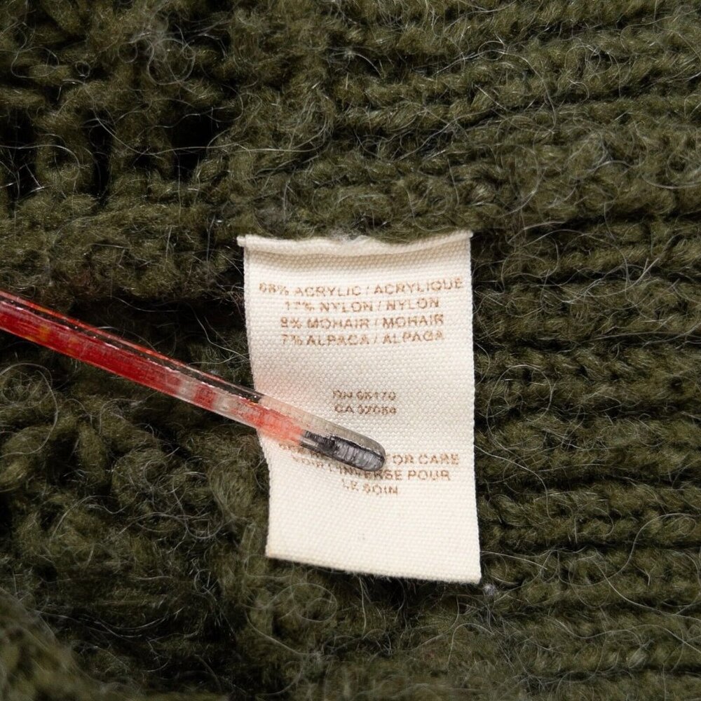 Free People Green Alpaca Mohair Blend Knit Pullover Button Hooded Sweater Small - Picture 8 of 8